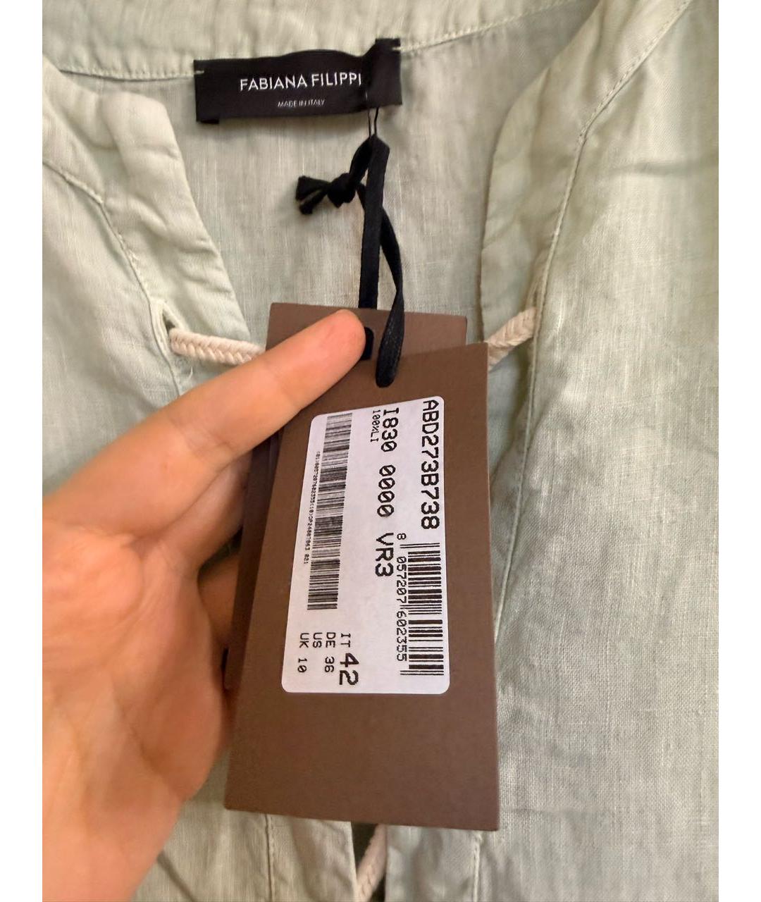 FABIANA FILIPPI Зеленые льняное повседневное платье, фото 4