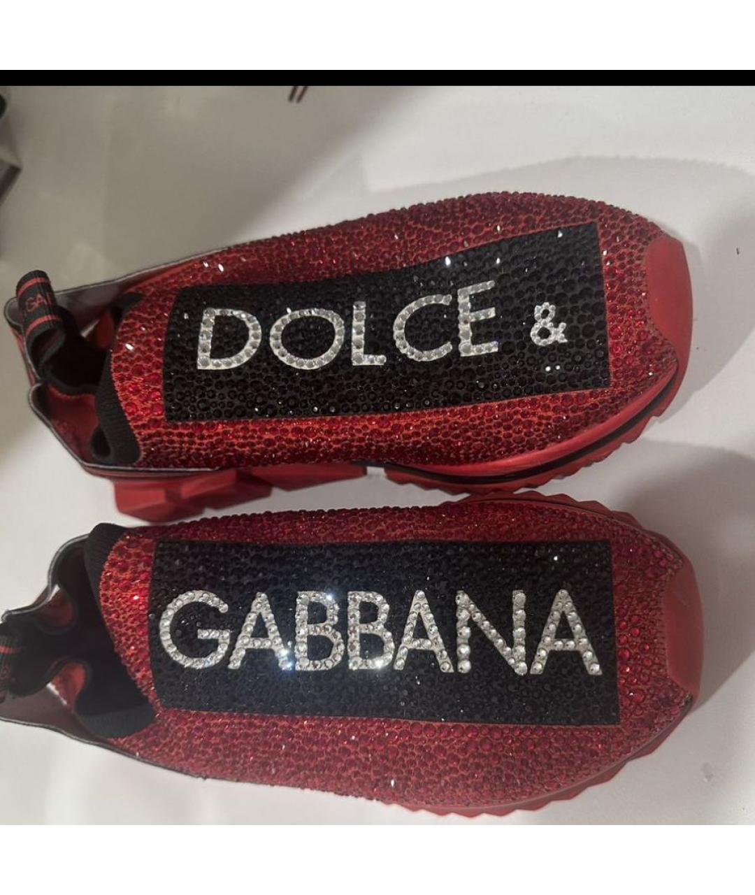 DOLCE&GABBANA Красные текстильные кроссовки, фото 2