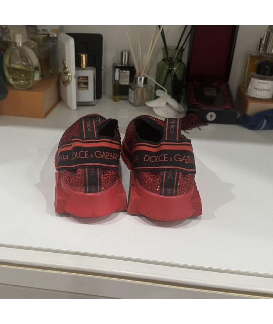 DOLCE&GABBANA Красные текстильные кроссовки, фото 4