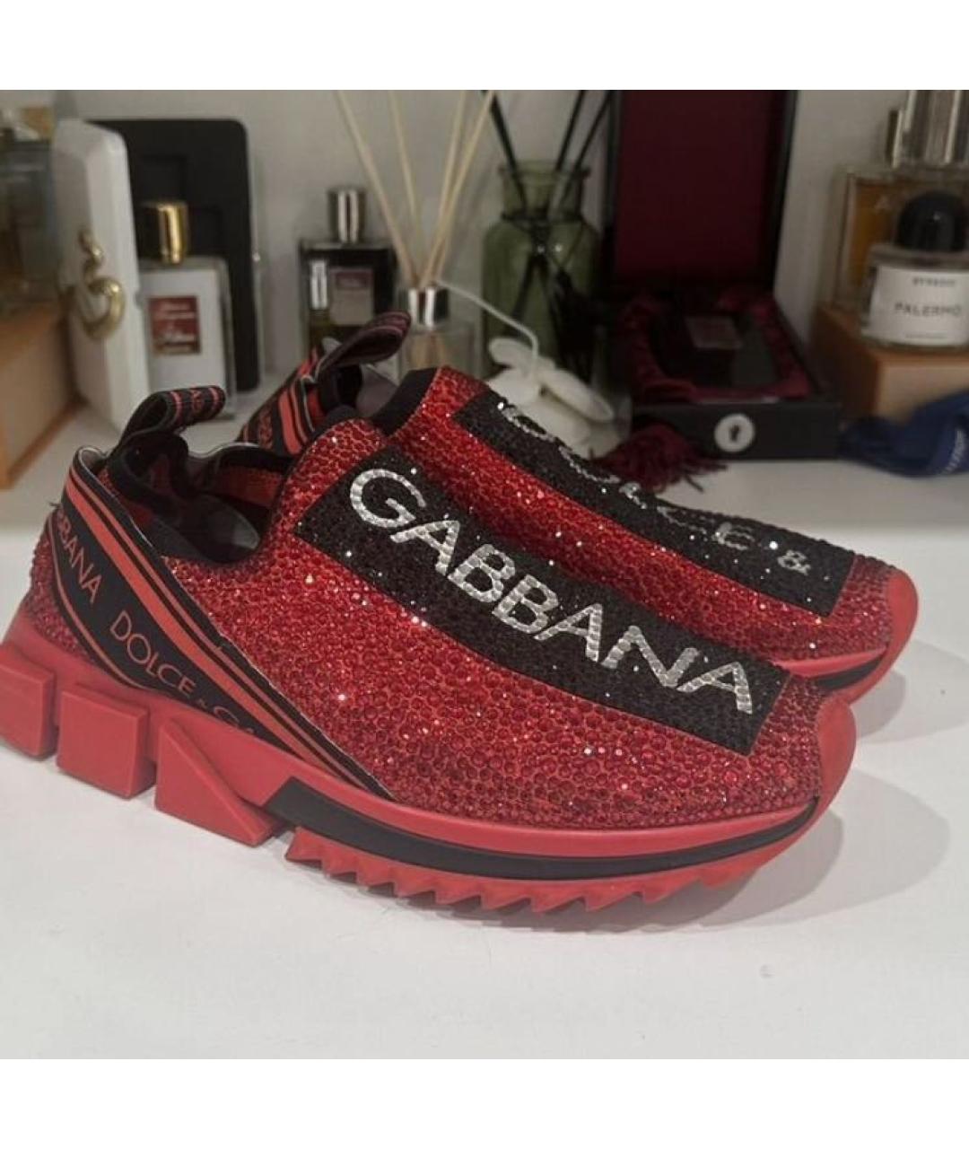 DOLCE&GABBANA Красные текстильные кроссовки, фото 5