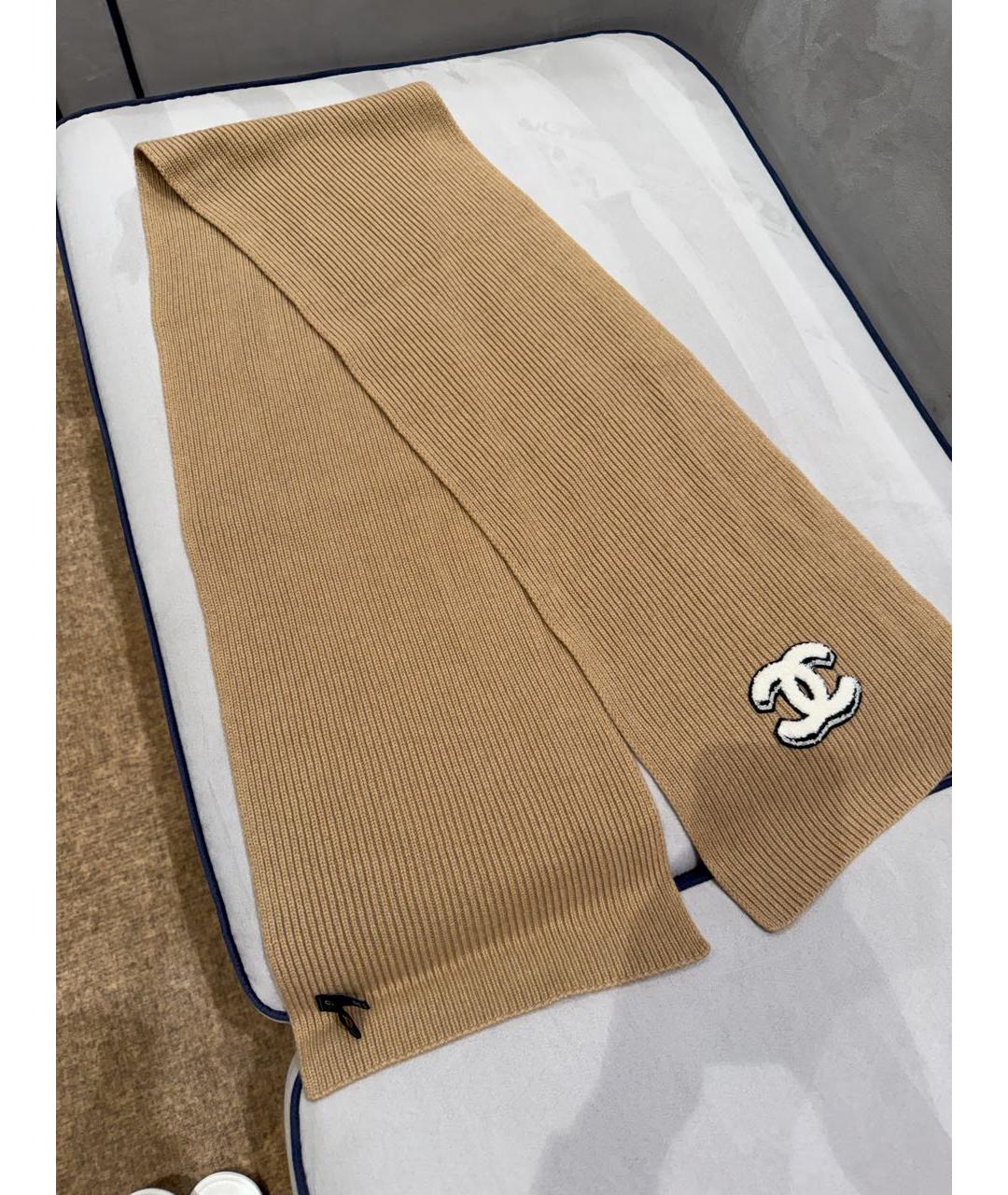 CHANEL Бежевый кашемировый шарф, фото 2