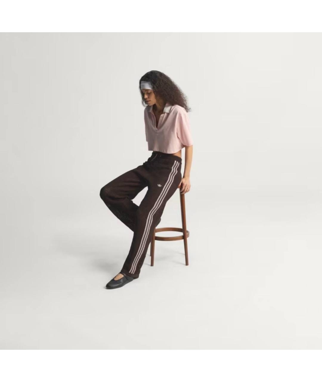 ADIDAS Коричневые хлопковые спортивные брюки и шорты, фото 2