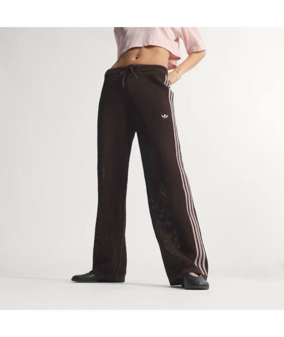 ADIDAS Коричневые хлопковые спортивные брюки и шорты, фото 4