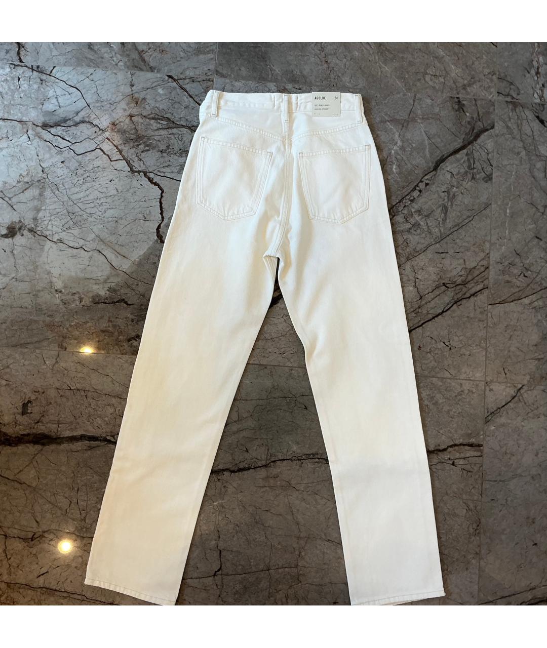 AGOLDE Белые хлопковые прямые джинсы, фото 2