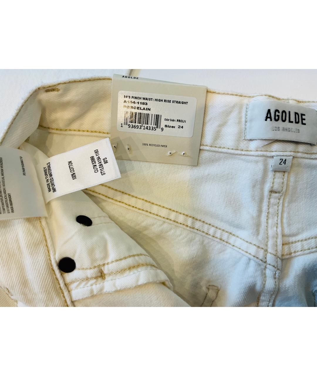 AGOLDE Белые хлопковые прямые джинсы, фото 5