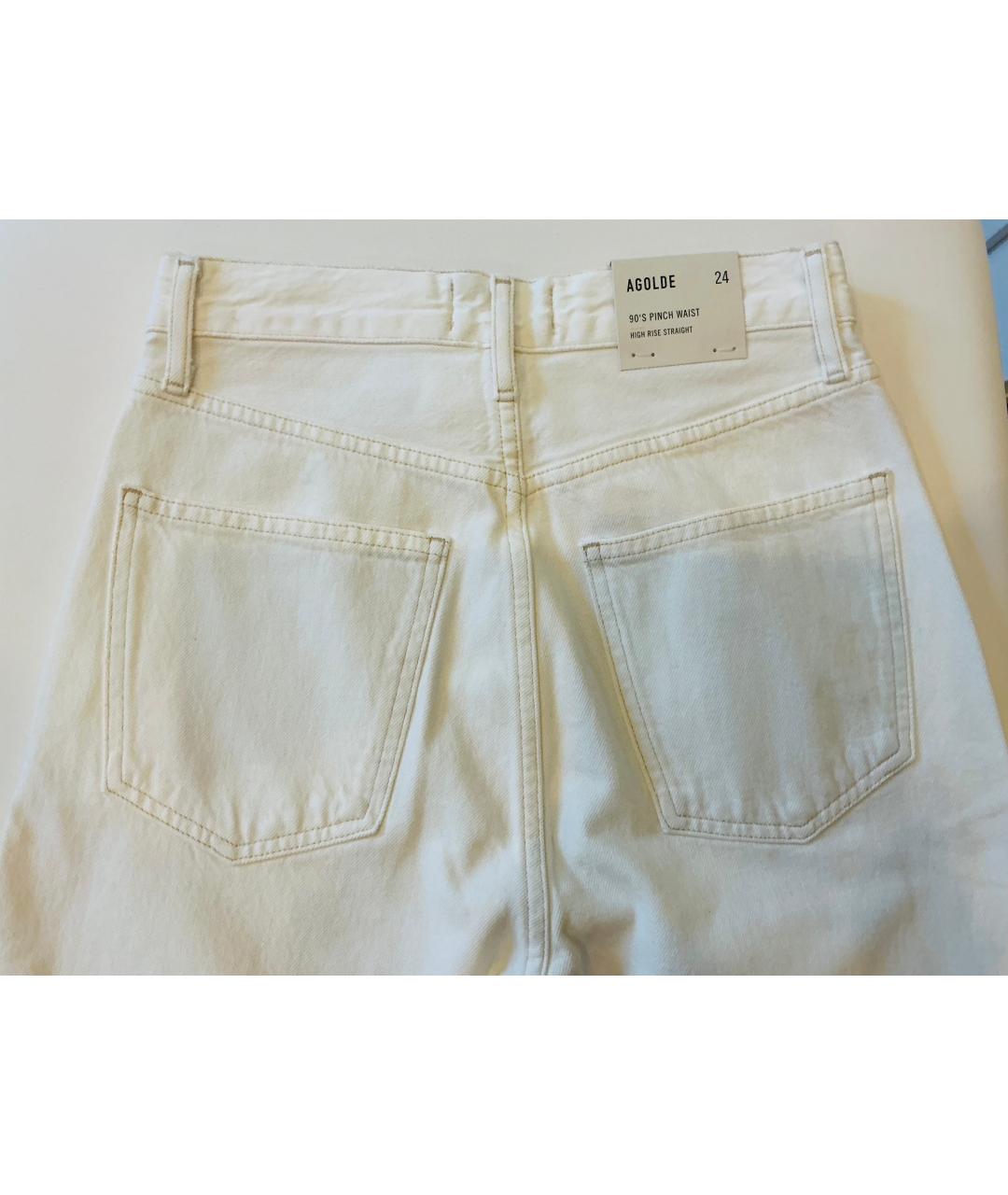 AGOLDE Белые хлопковые прямые джинсы, фото 4