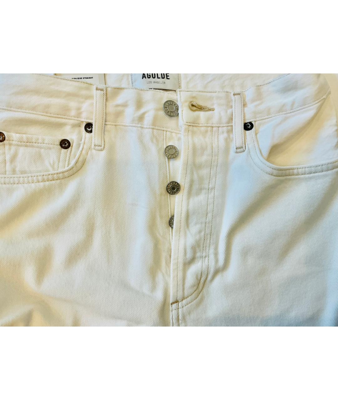 AGOLDE Белые хлопковые прямые джинсы, фото 3