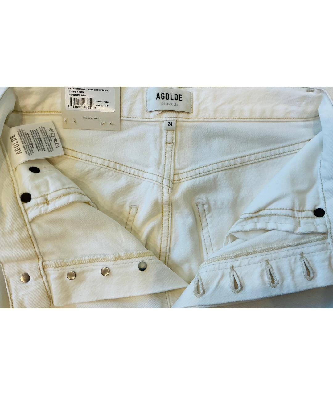 AGOLDE Белые хлопковые прямые джинсы, фото 6