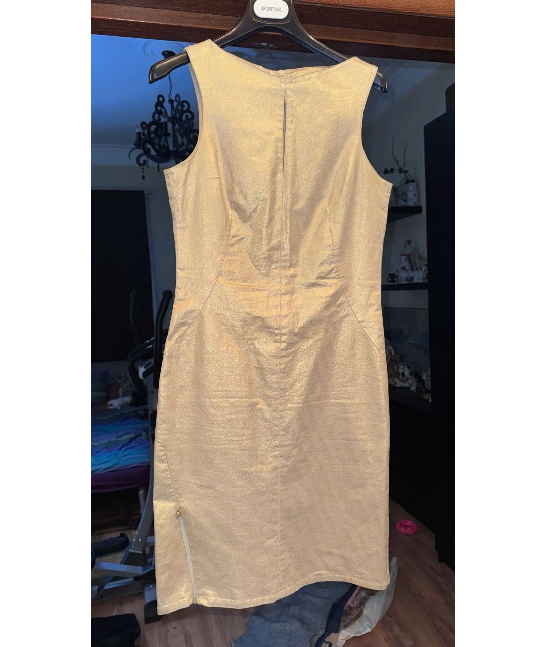 VERSACE JEANS COUTURE Золотое хлопко-эластановое коктейльное платье, фото 5