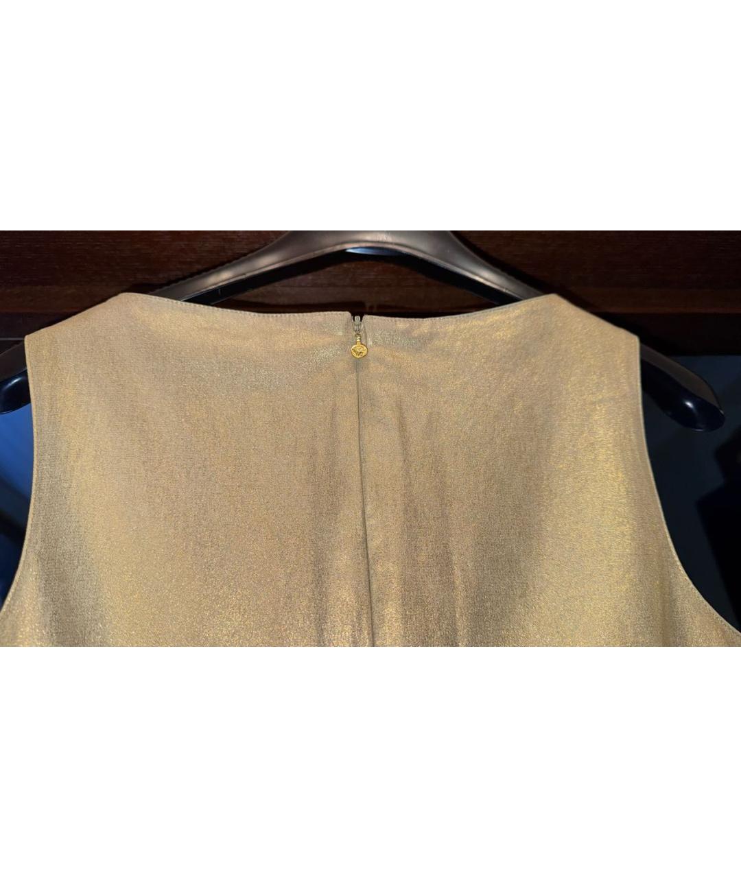 VERSACE JEANS COUTURE Золотое хлопко-эластановое коктейльное платье, фото 3