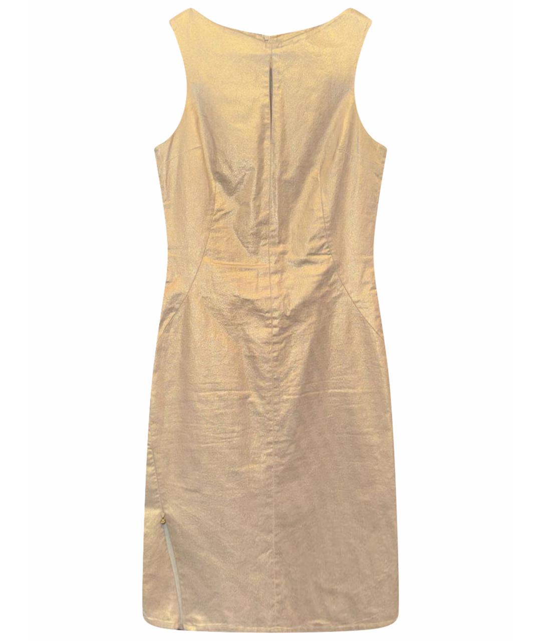 VERSACE JEANS COUTURE Золотое хлопко-эластановое коктейльное платье, фото 6