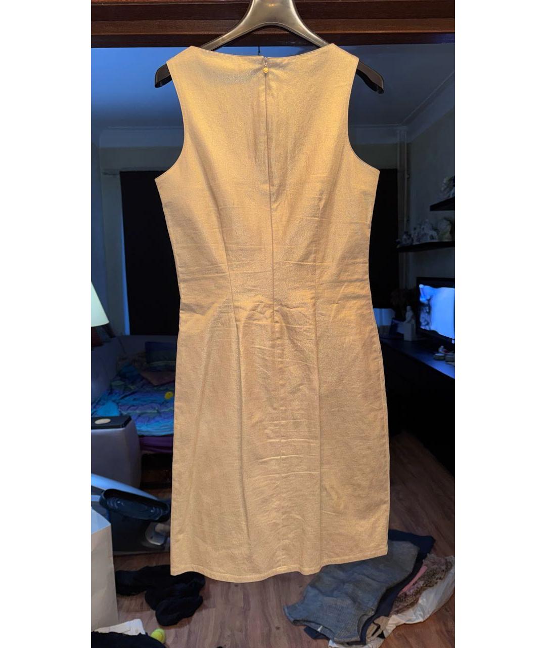 VERSACE JEANS COUTURE Золотое хлопко-эластановое коктейльное платье, фото 2