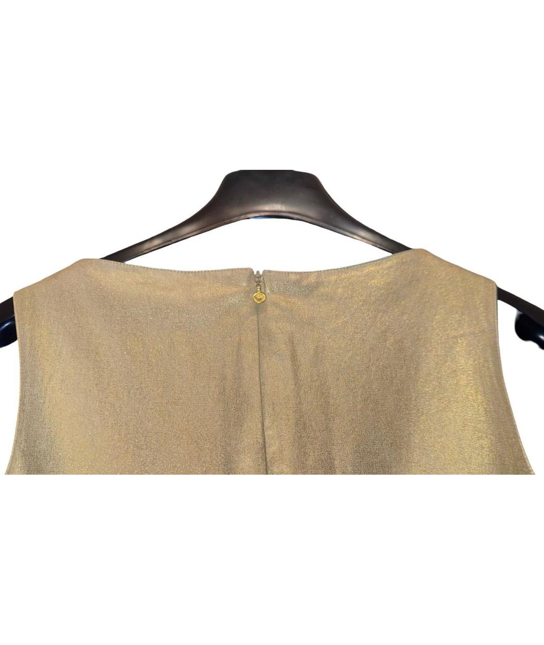 VERSACE JEANS COUTURE Золотое хлопко-эластановое коктейльное платье, фото 3
