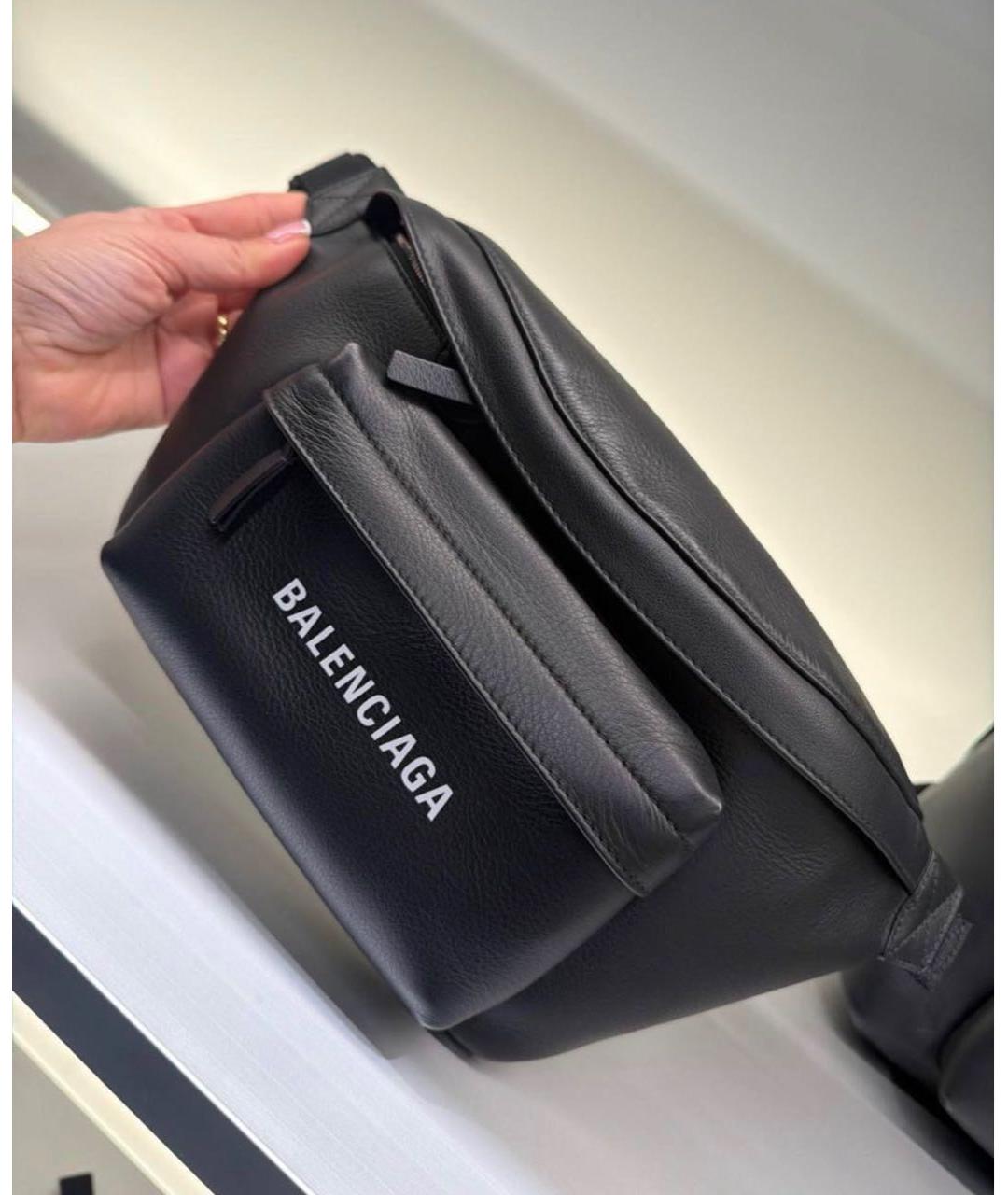 BALENCIAGA Черная кожаная поясная сумка, фото 5