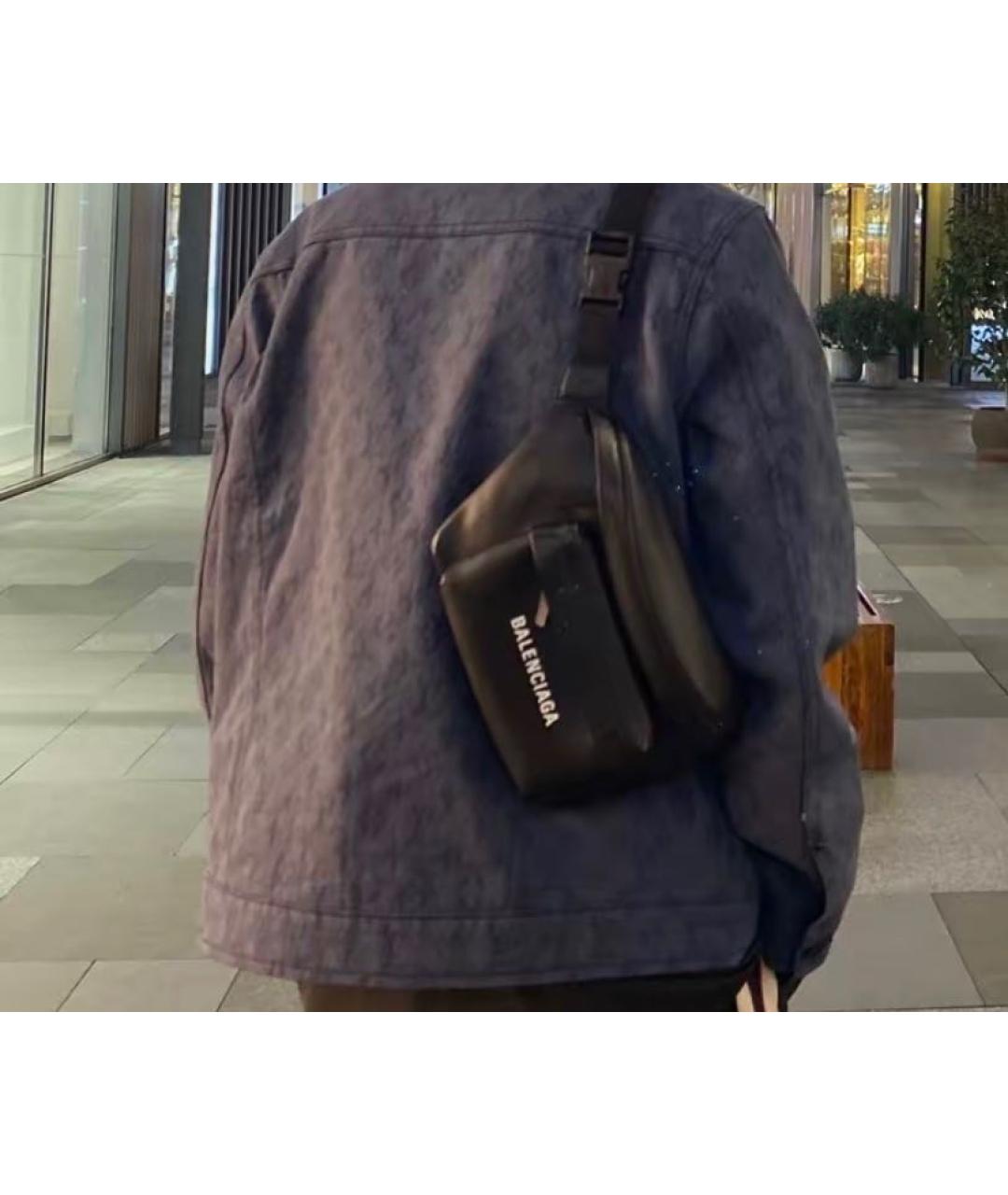 BALENCIAGA Черная кожаная поясная сумка, фото 6