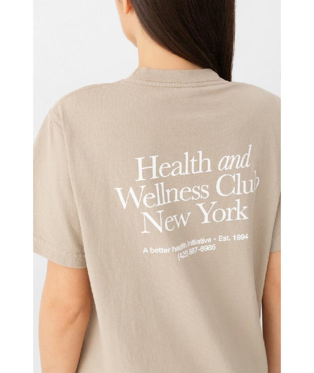 SPORTY AND RICH Бежевая хлопковая футболка, фото 5