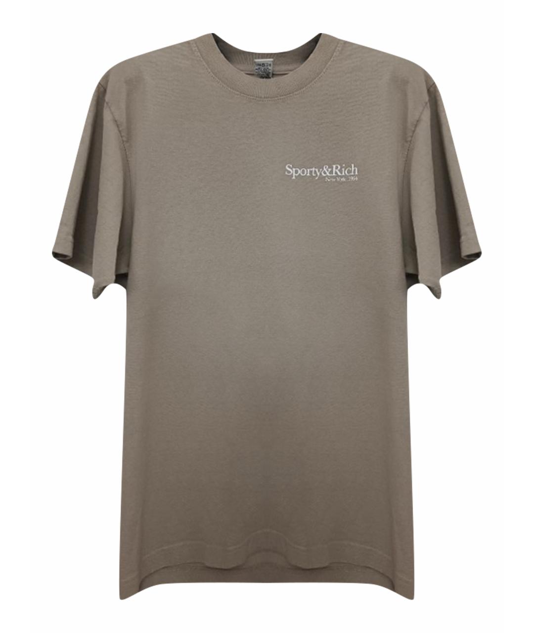 SPORTY AND RICH Бежевая хлопковая футболка, фото 1