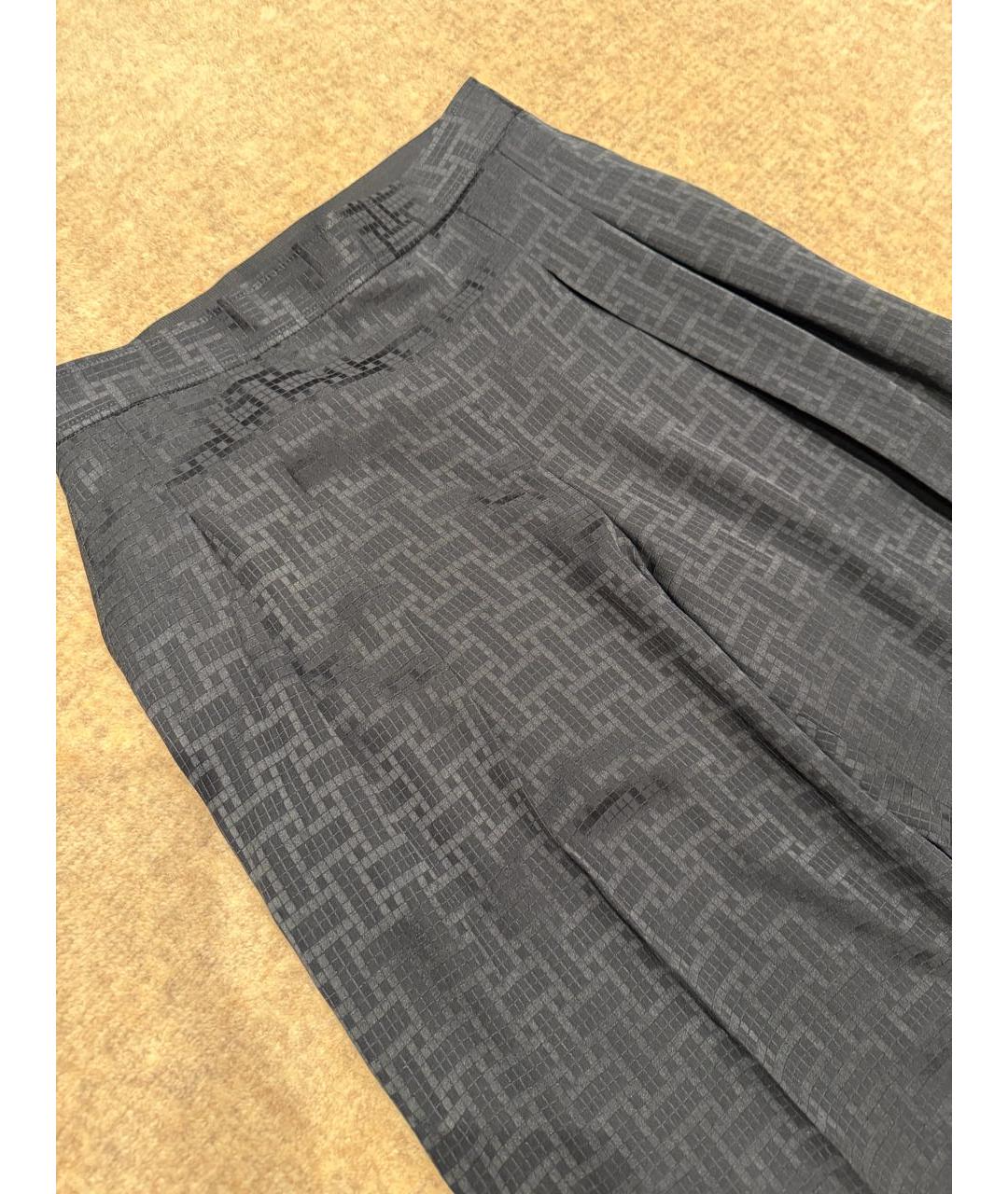 HERMES Черные шелковые брюки широкие, фото 2