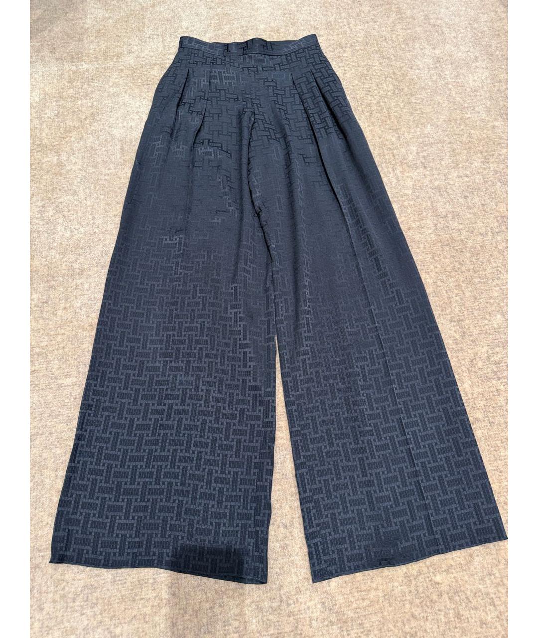 HERMES Черные шелковые брюки широкие, фото 8