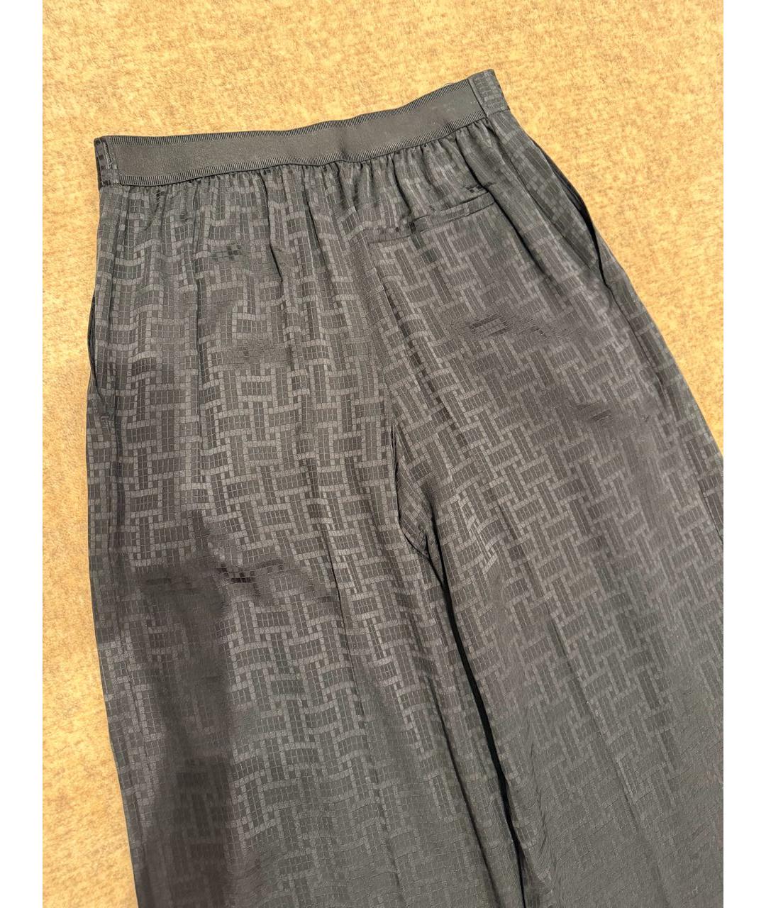 HERMES Черные шелковые брюки широкие, фото 3