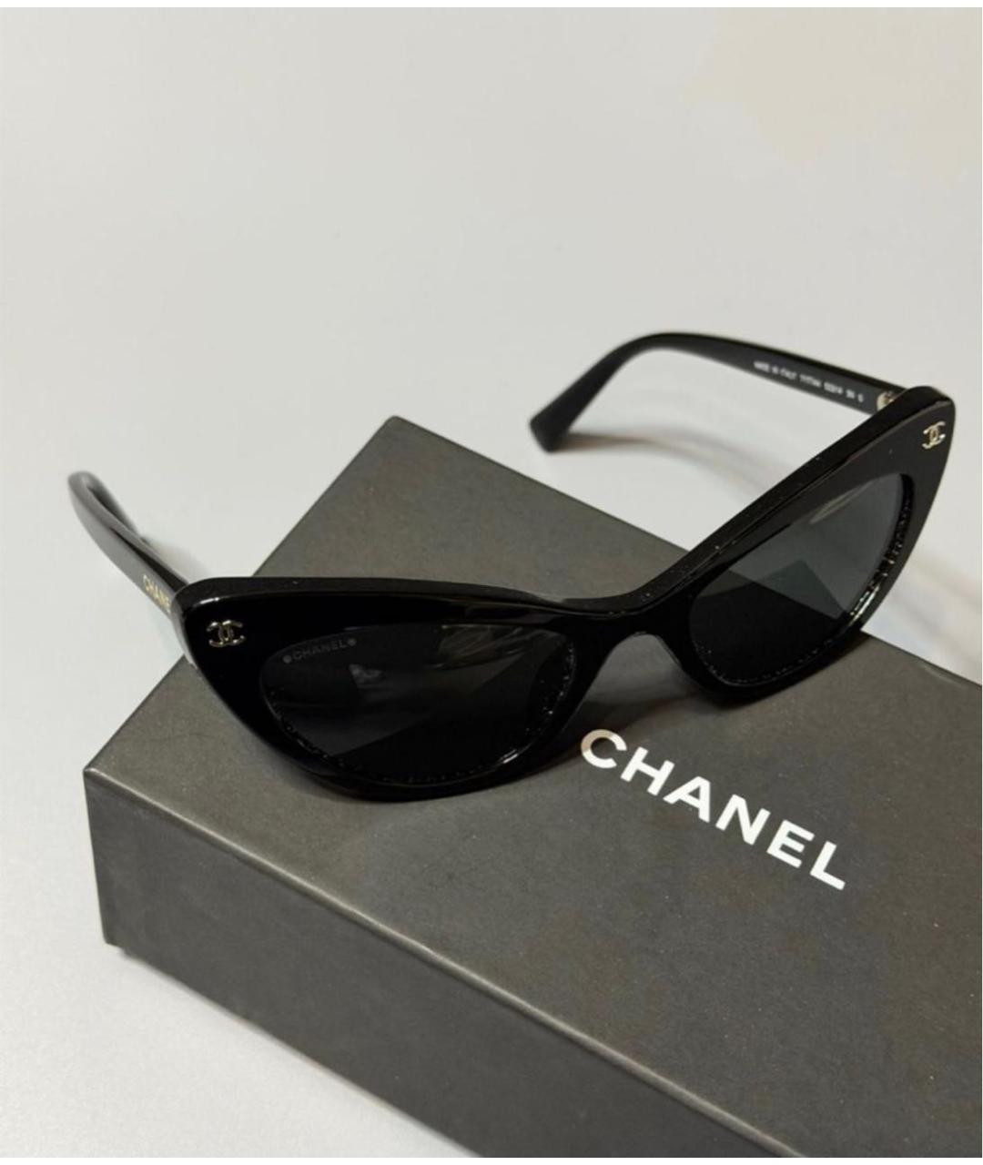 CHANEL Черные пластиковые солнцезащитные очки, фото 2