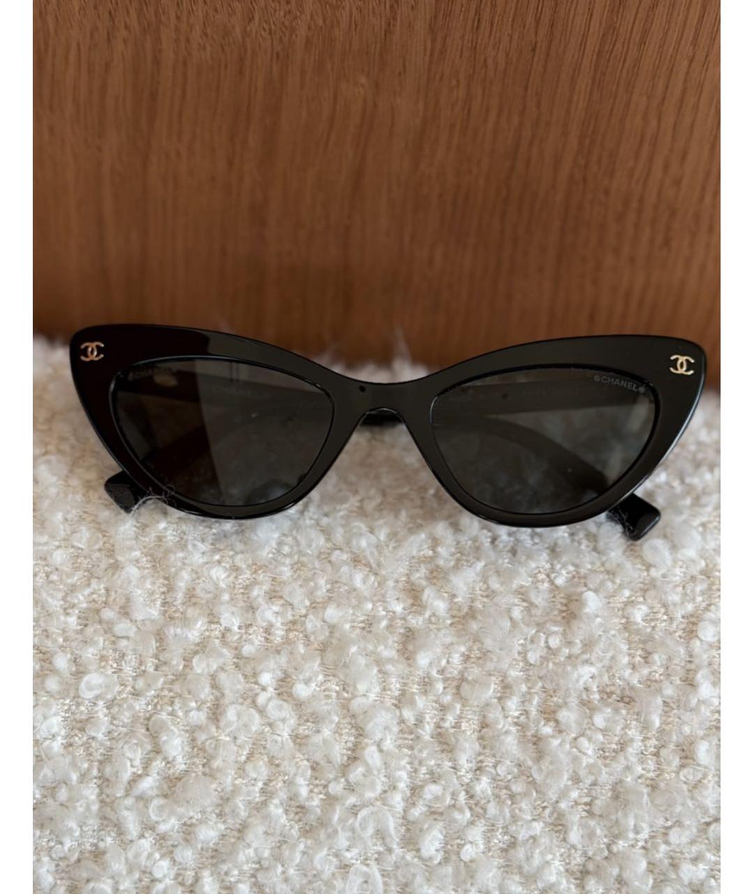 CHANEL Черные пластиковые солнцезащитные очки, фото 4