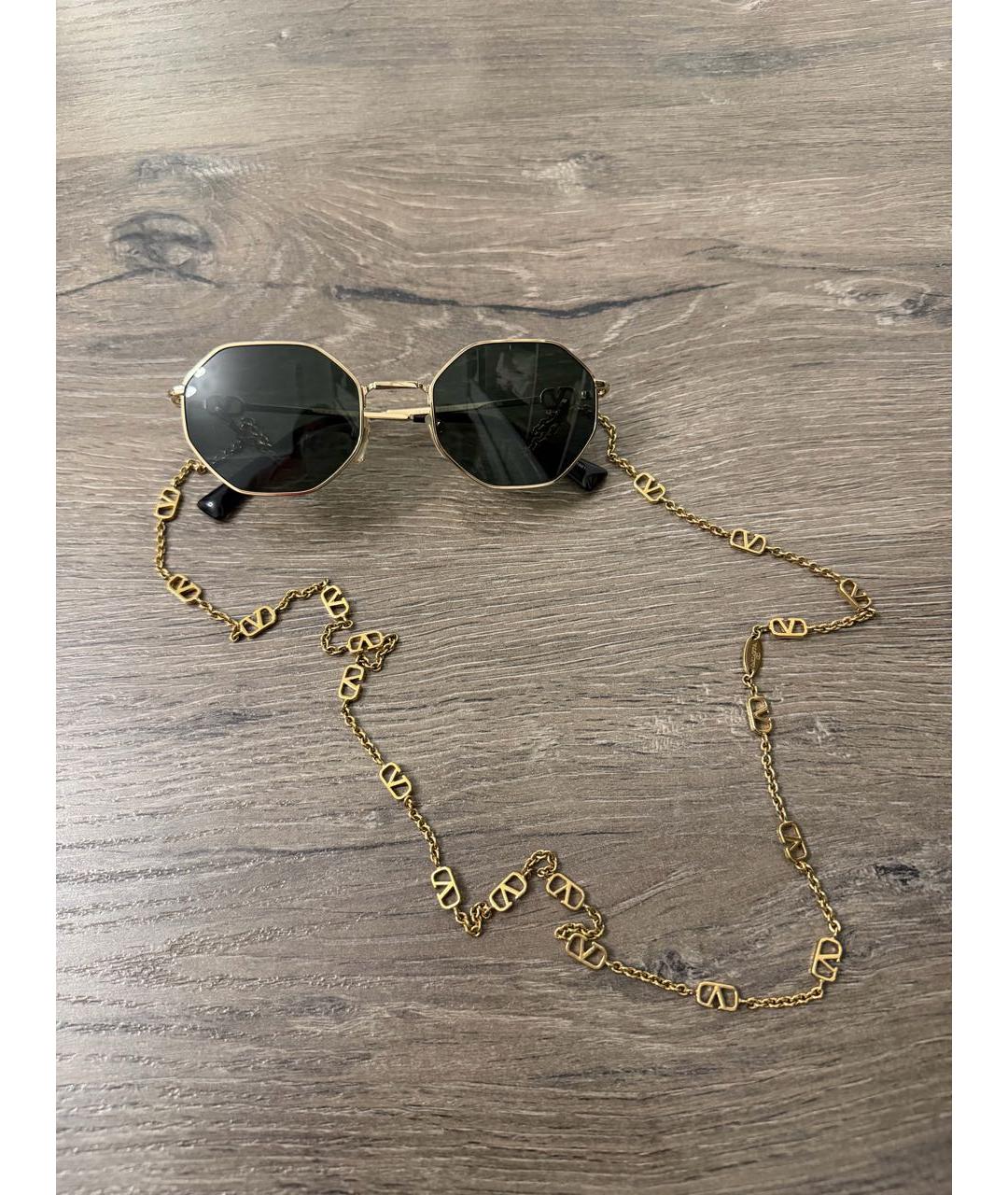 VALENTINO Золотые металлические солнцезащитные очки, фото 6