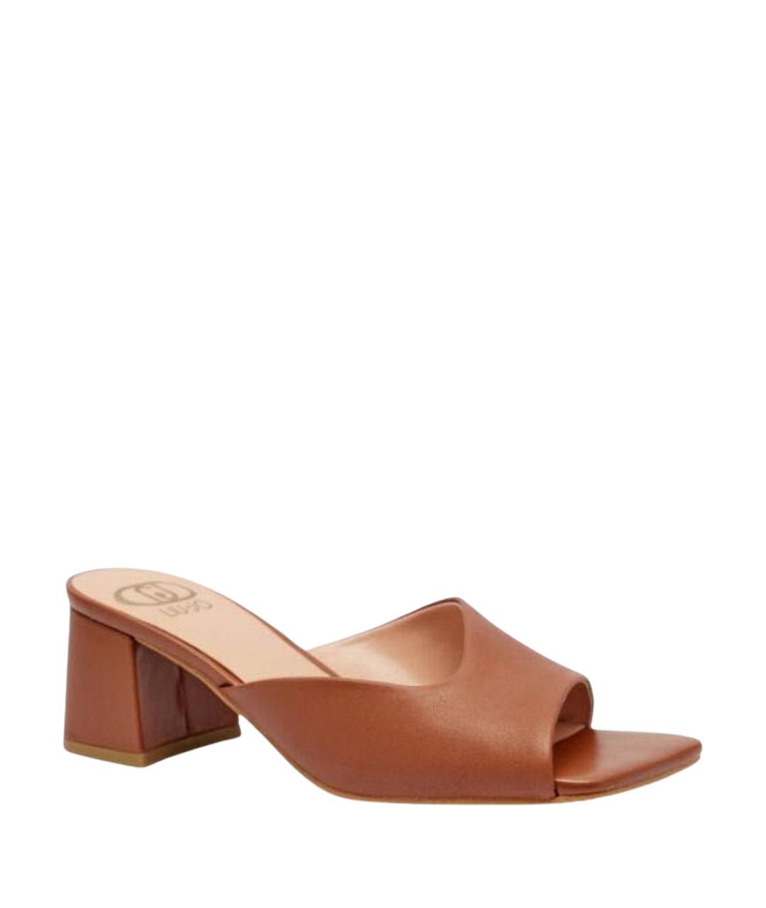 LIU JO Коричневые кожаные мюли, фото 1