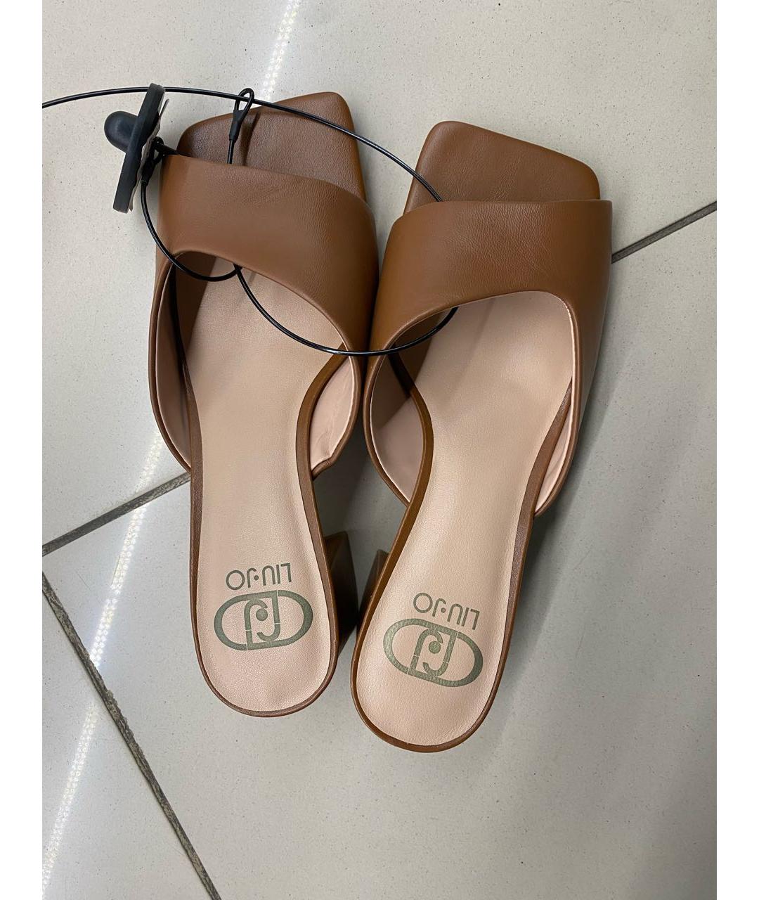 LIU JO Коричневые кожаные мюли, фото 3