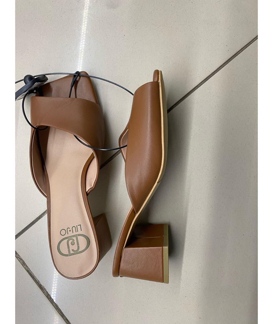 LIU JO Коричневые кожаные мюли, фото 4