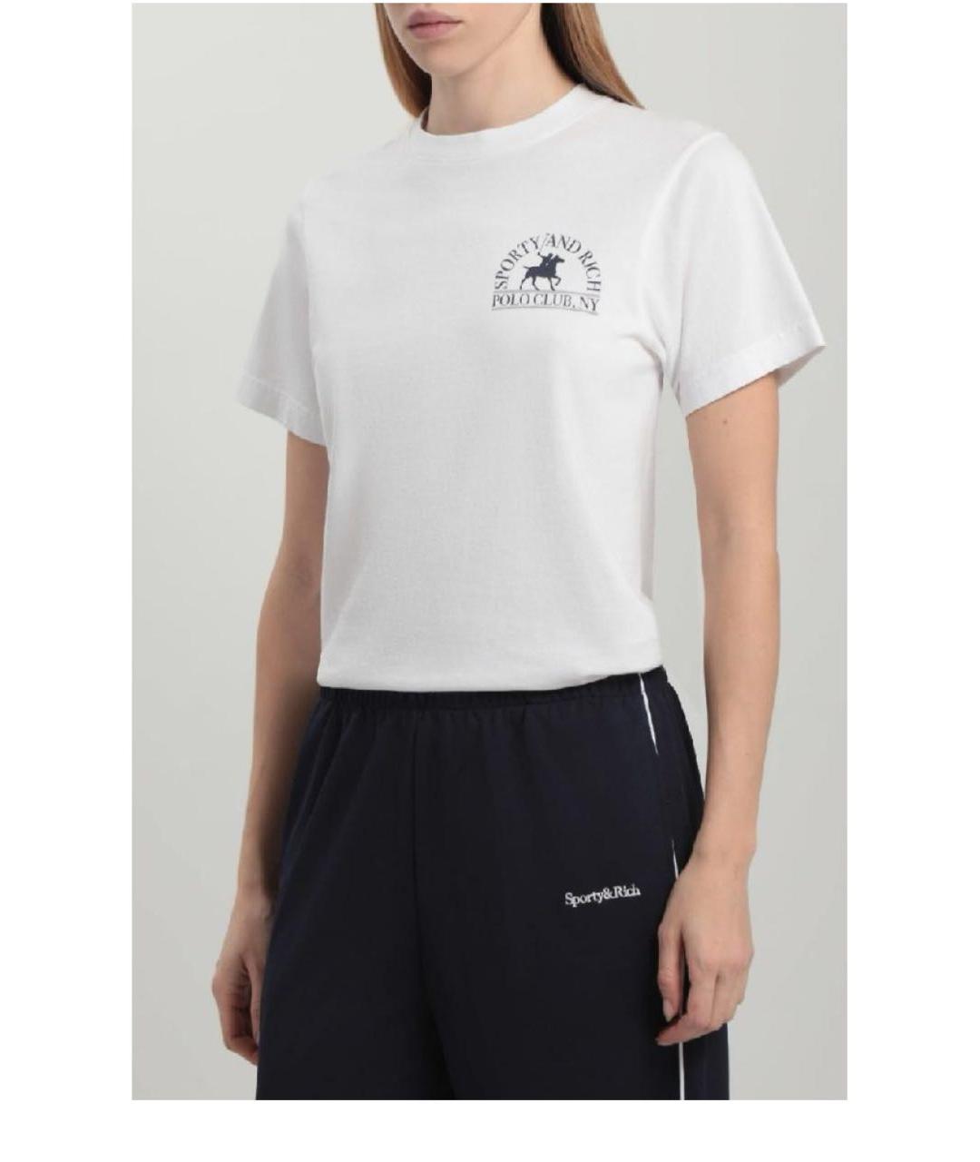 SPORTY AND RICH Белая хлопковая футболка, фото 5
