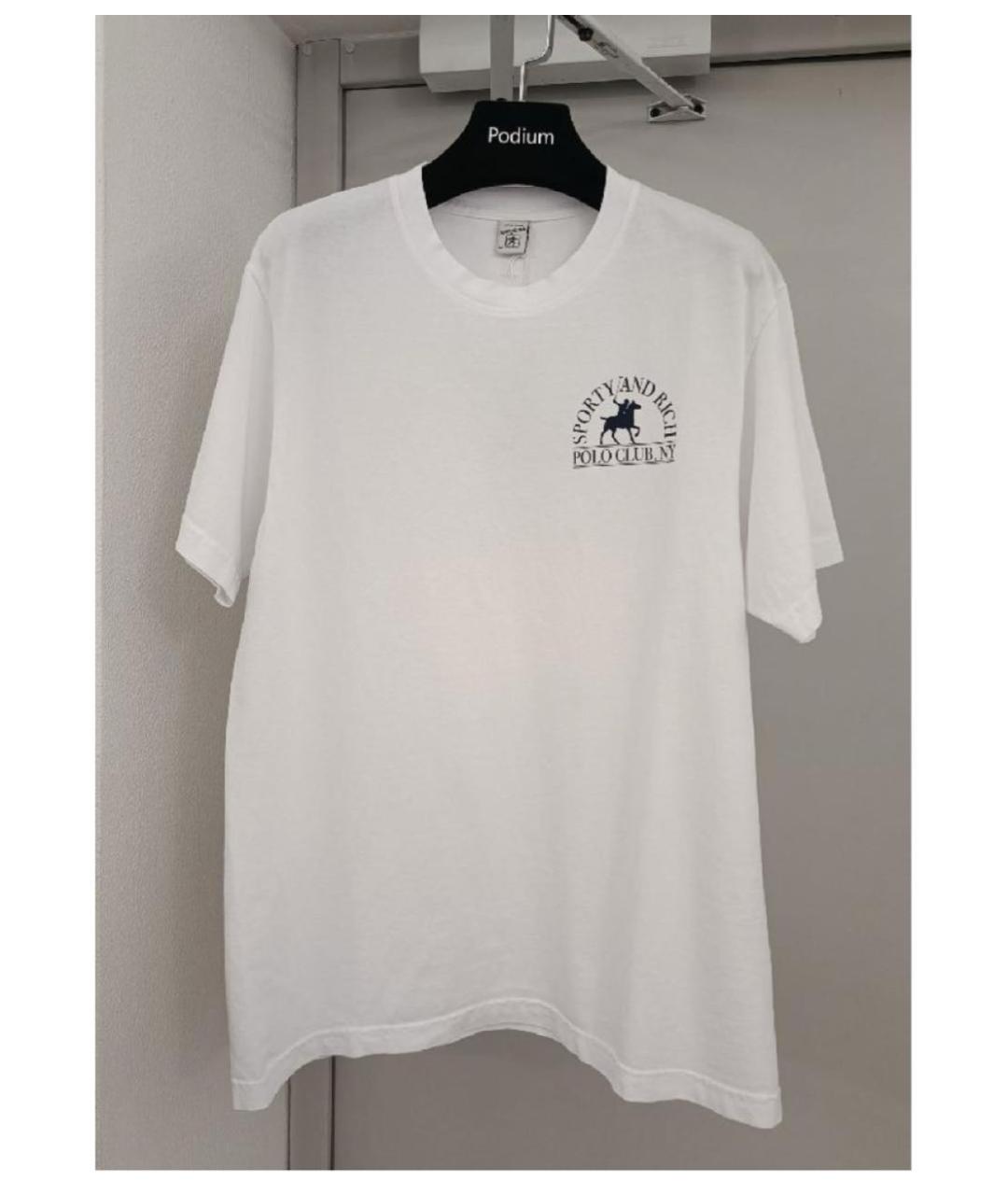 SPORTY AND RICH Белая хлопковая футболка, фото 7