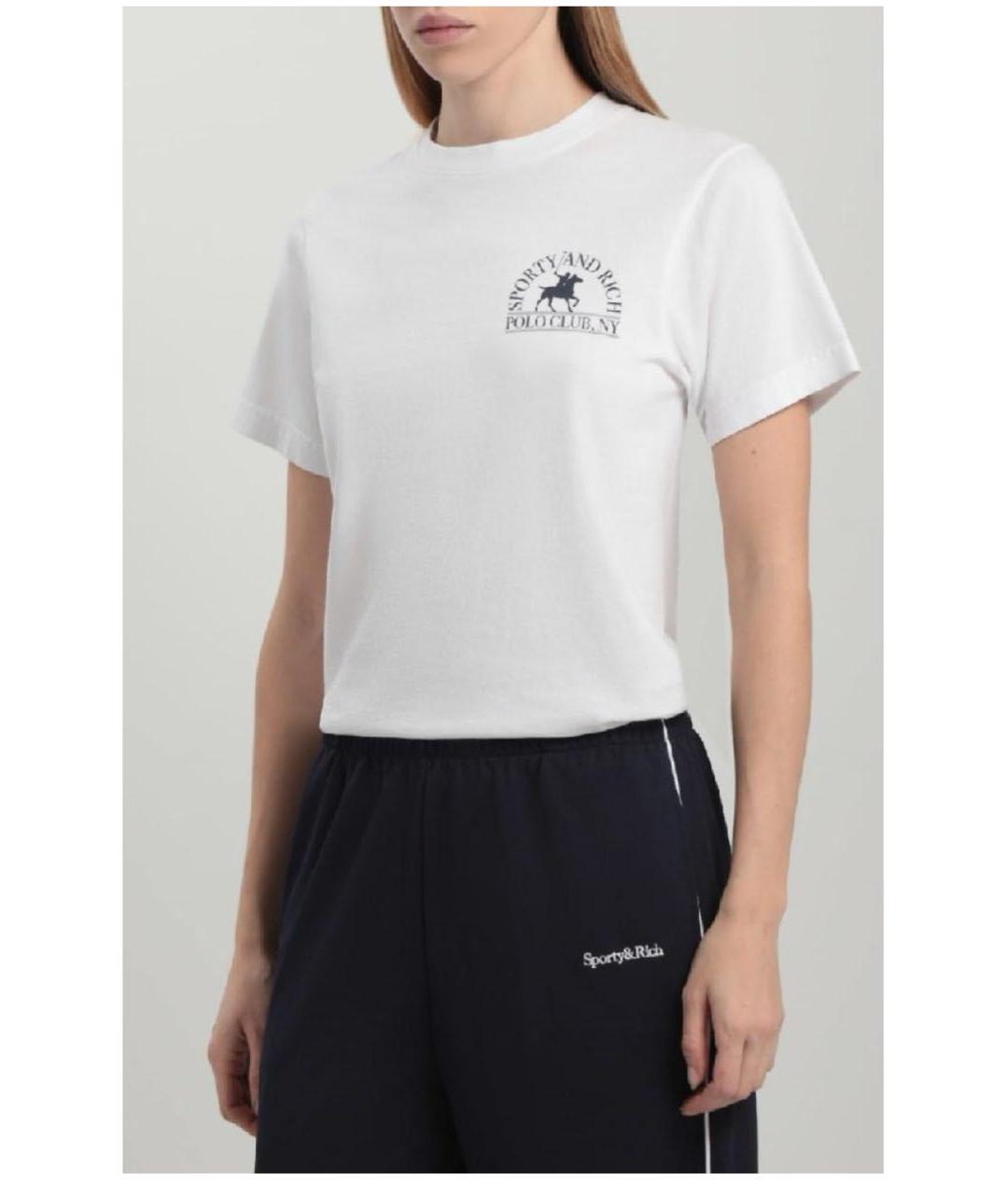 SPORTY AND RICH Белая хлопковая футболка, фото 4