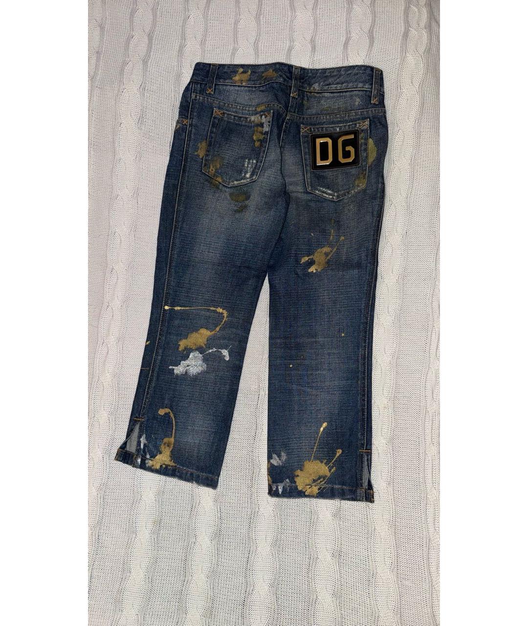 DOLCE&GABBANA Синие хлопковые прямые джинсы, фото 2