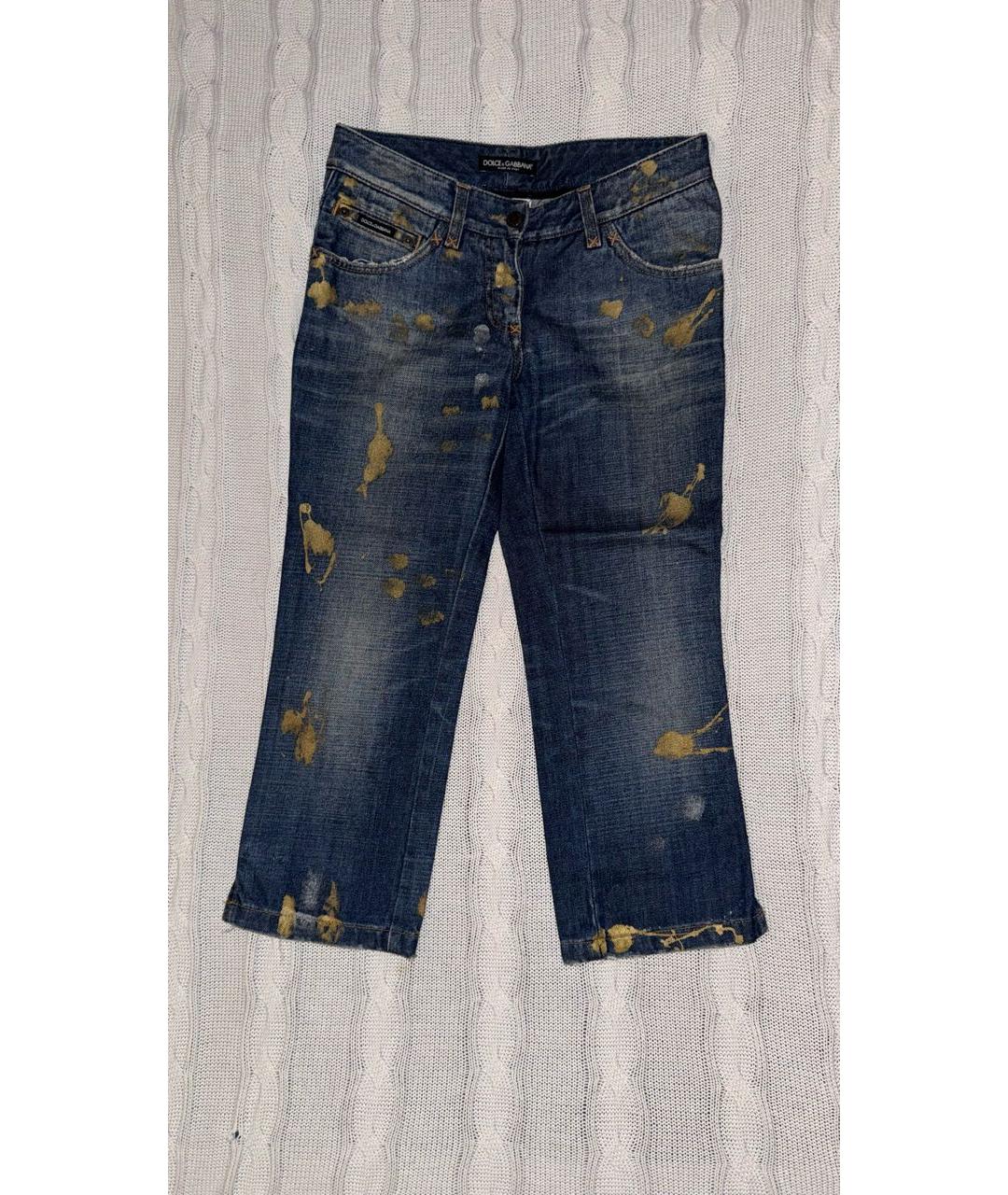 DOLCE&GABBANA Синие хлопковые прямые джинсы, фото 5