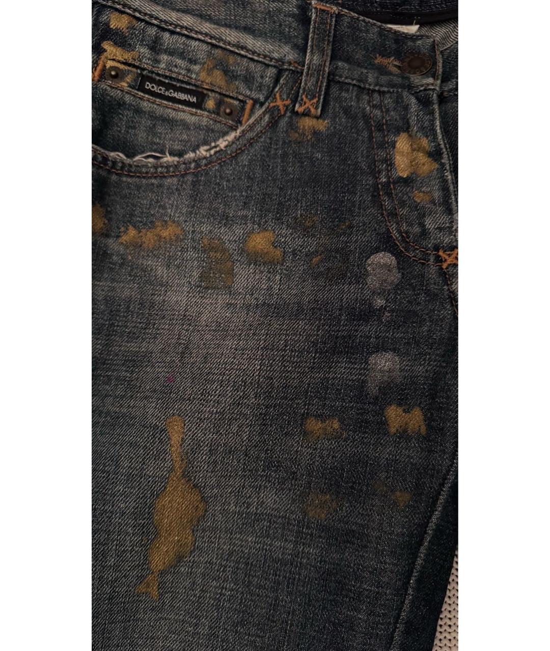 DOLCE&GABBANA Синие хлопковые прямые джинсы, фото 4