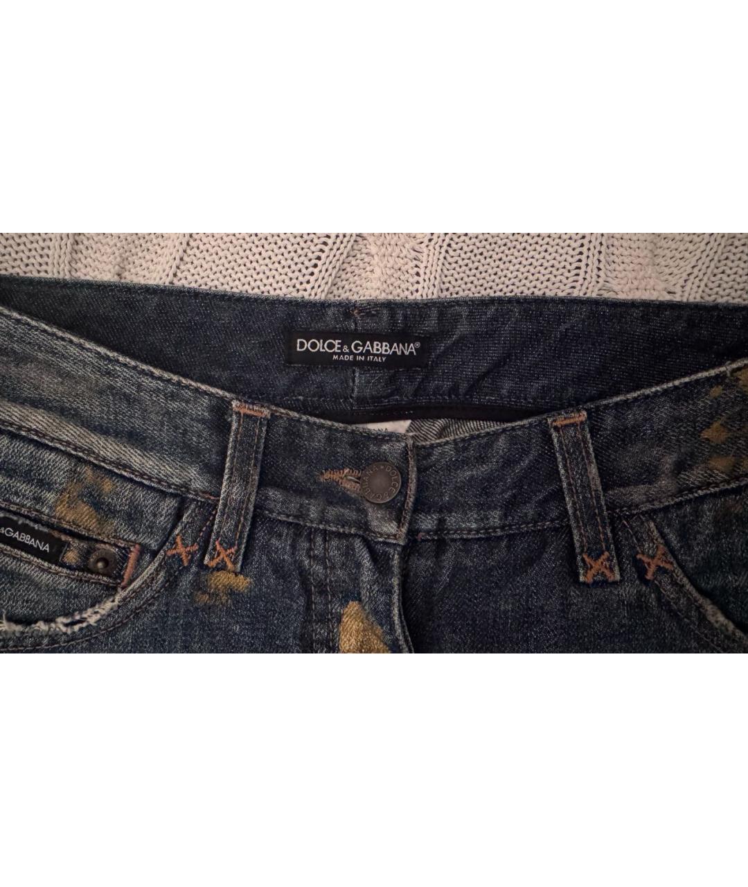 DOLCE&GABBANA Синие хлопковые прямые джинсы, фото 3