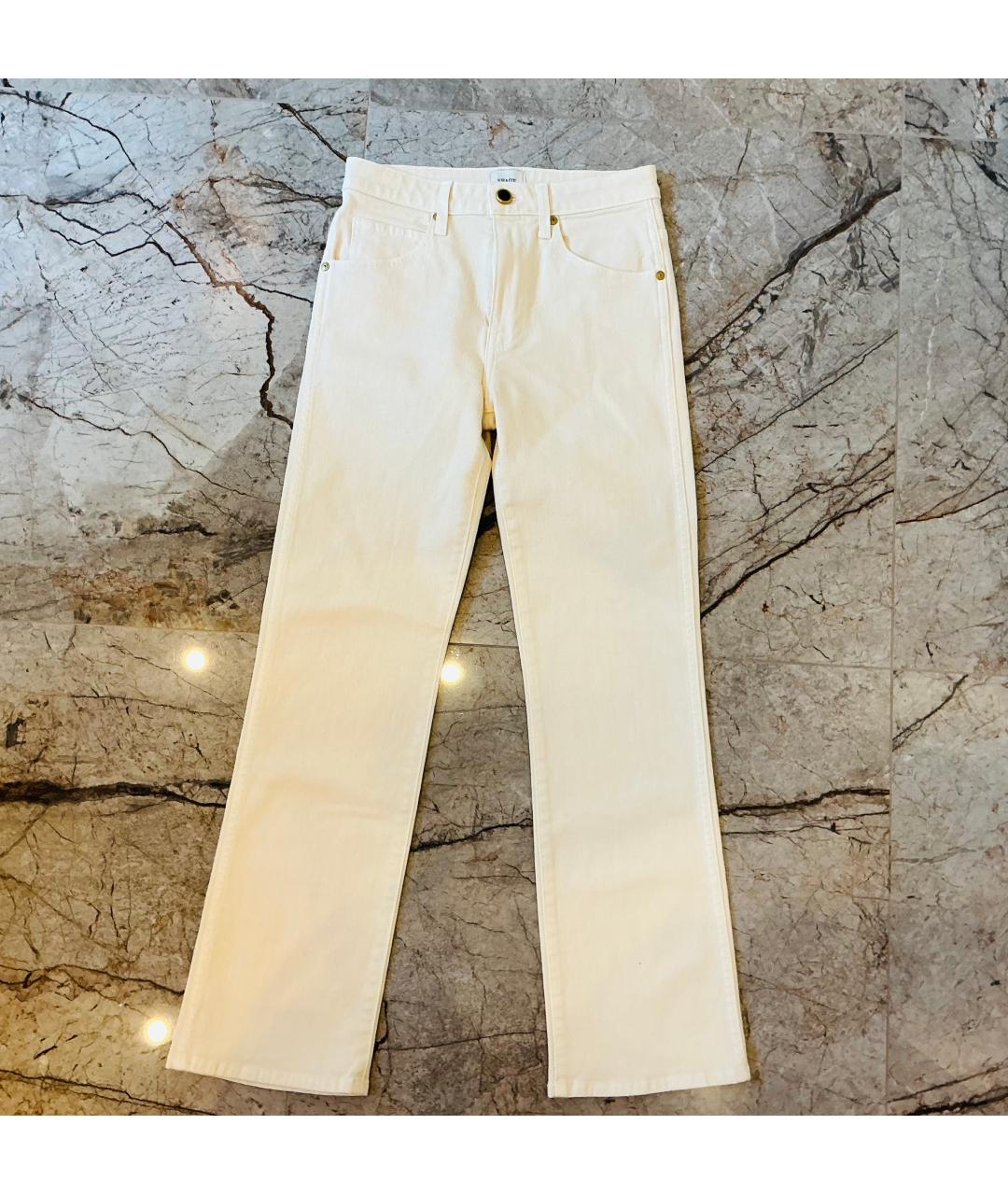 KHAITE Бежевые хлопковые прямые джинсы, фото 5