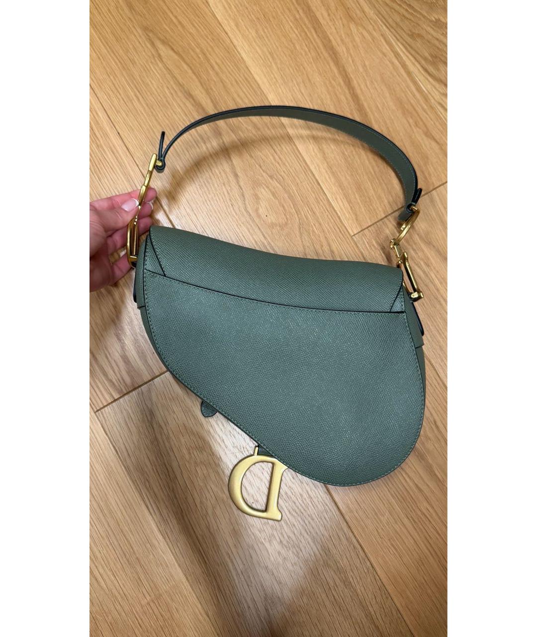 CHRISTIAN DIOR Зеленая кожаная сумка через плечо, фото 2