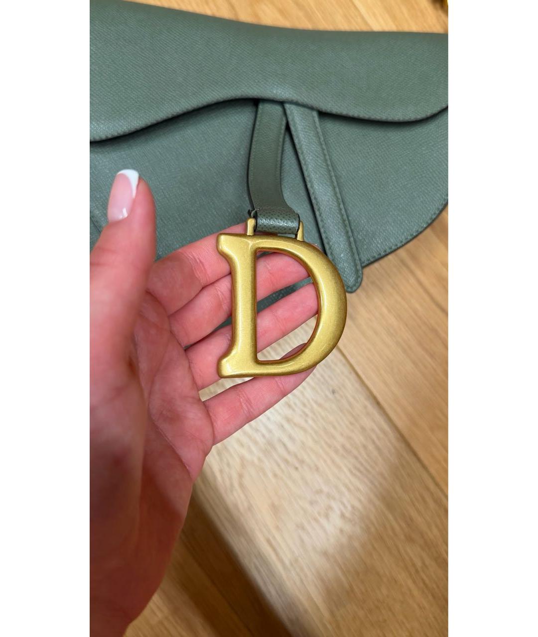 CHRISTIAN DIOR Зеленая кожаная сумка через плечо, фото 4