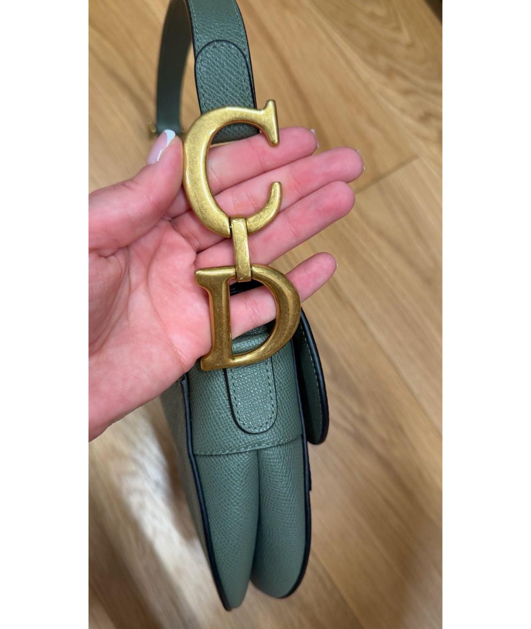 CHRISTIAN DIOR Зеленая кожаная сумка через плечо, фото 3