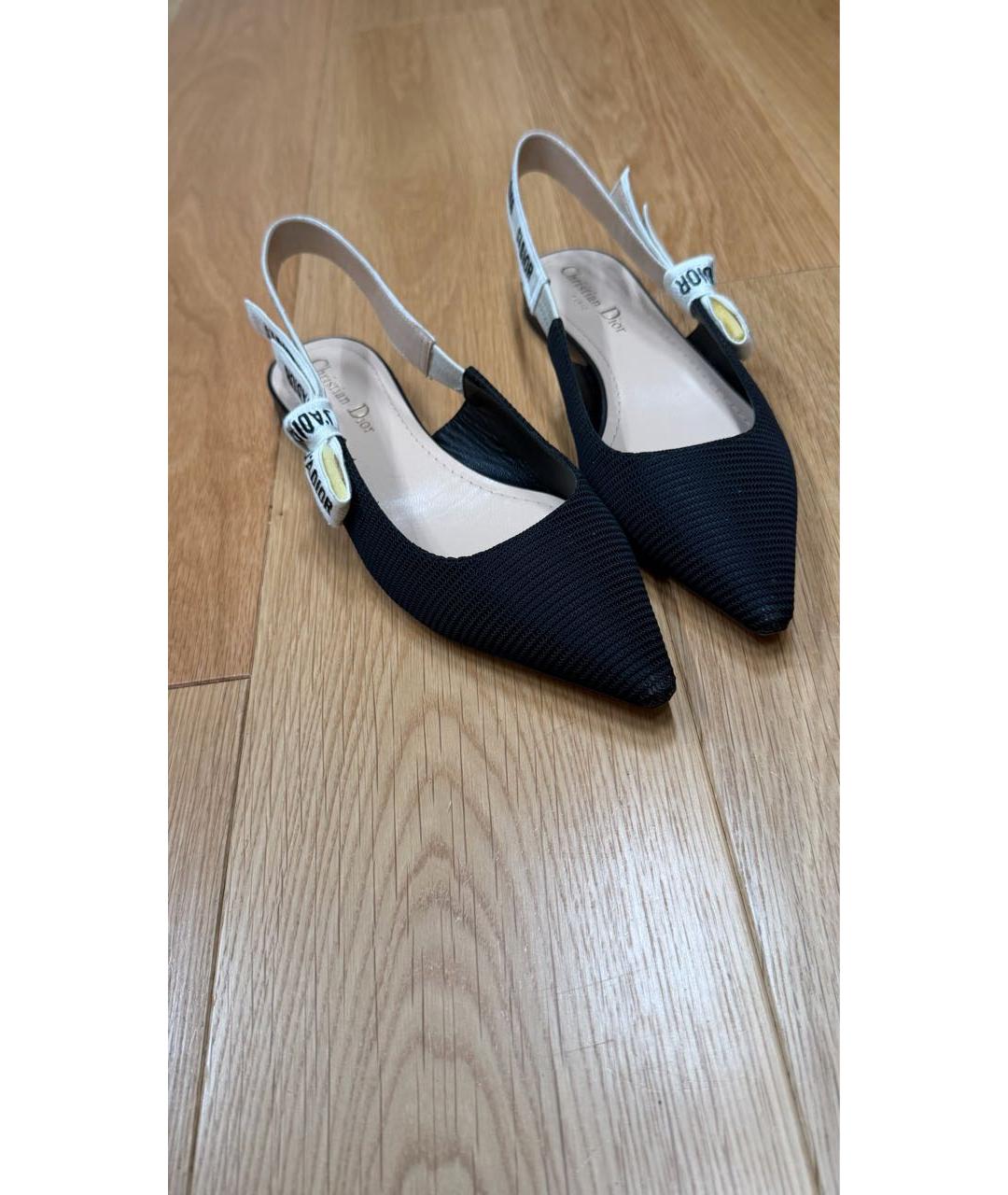 CHRISTIAN DIOR Черные кожаные балетки, фото 4