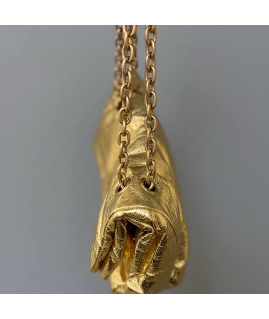 BALENCIAGA Золотая кожаная сумка через плечо, фото 3