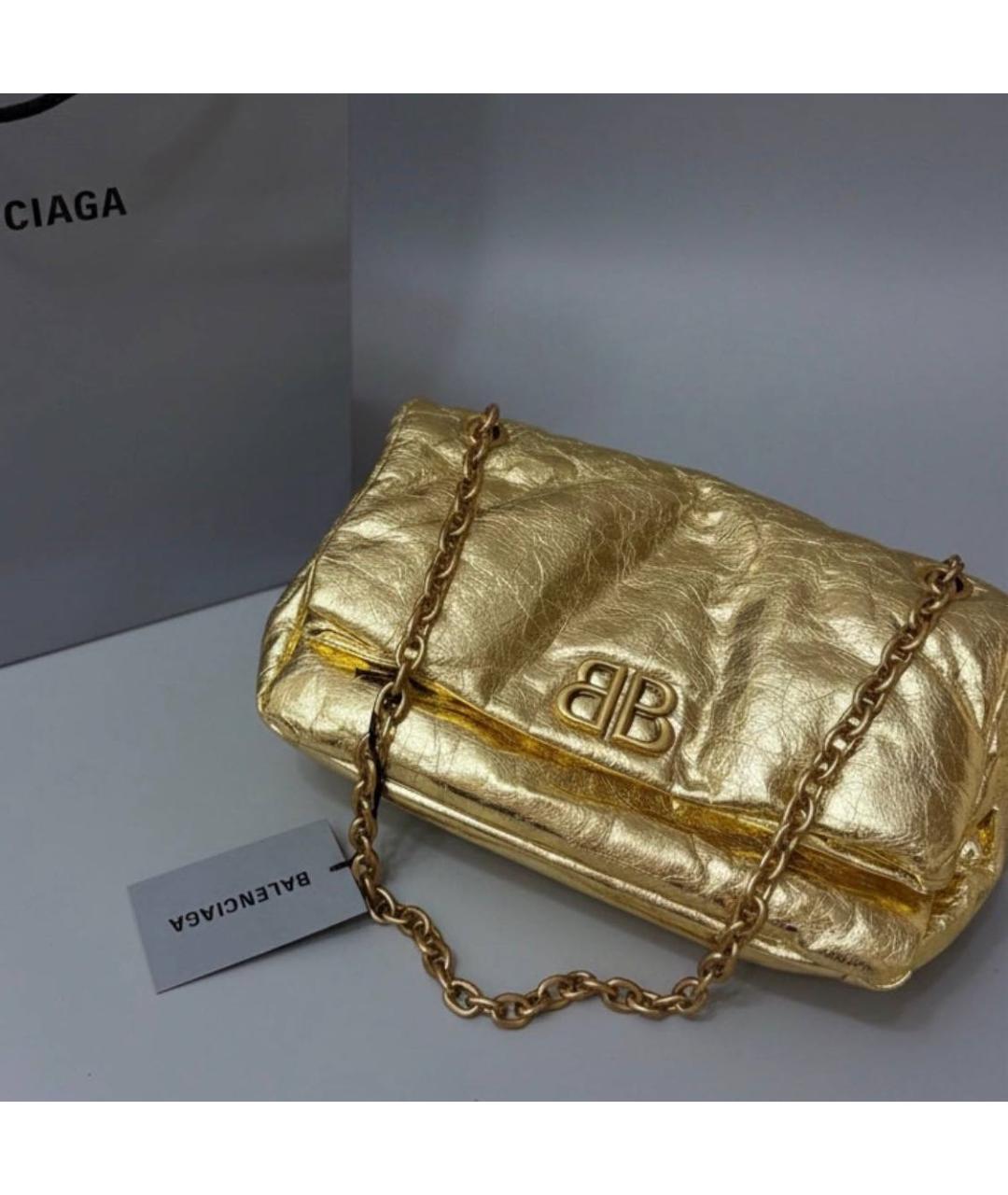 BALENCIAGA Золотая кожаная сумка через плечо, фото 2