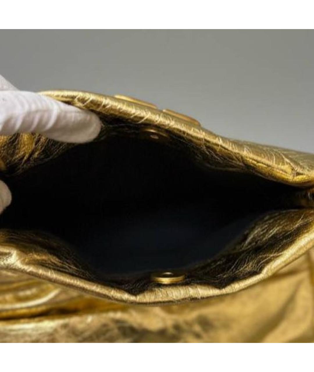 BALENCIAGA Золотая кожаная сумка через плечо, фото 5