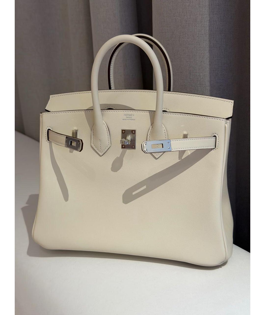 HERMES Бежевая кожаная сумка с короткими ручками, фото 5