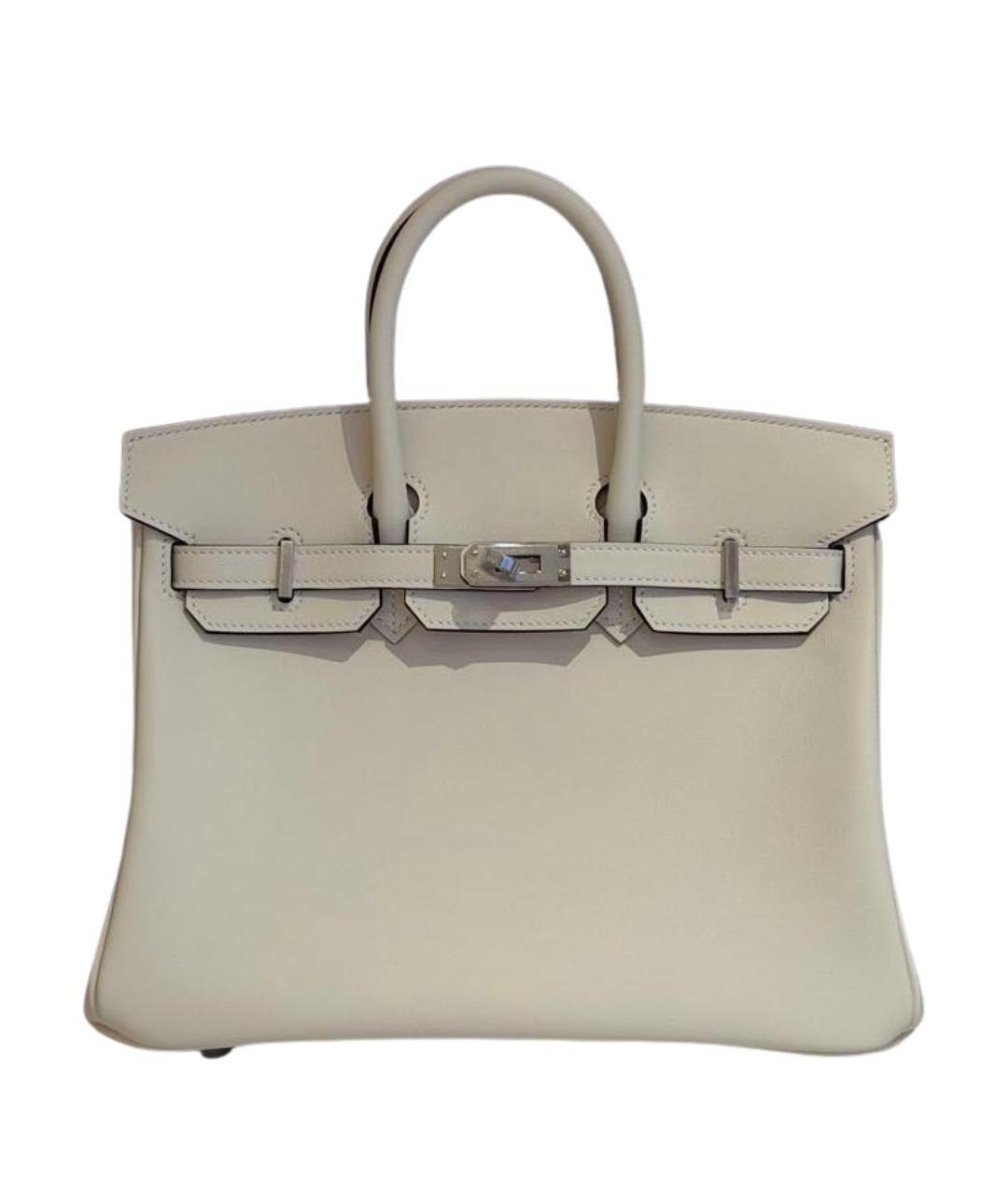 HERMES Бежевая кожаная сумка с короткими ручками, фото 1