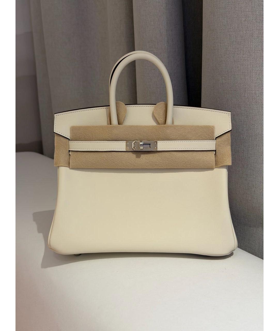 HERMES Бежевая кожаная сумка с короткими ручками, фото 3