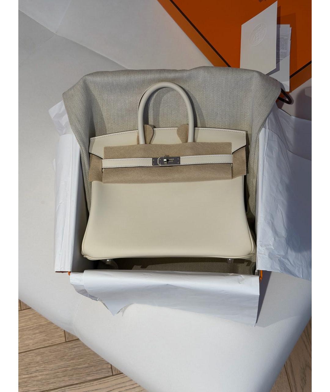 HERMES Бежевая кожаная сумка с короткими ручками, фото 6