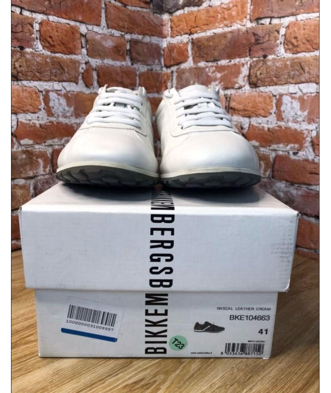 BIKKEMBERGS Белые кожаные низкие кроссовки / кеды, фото 5